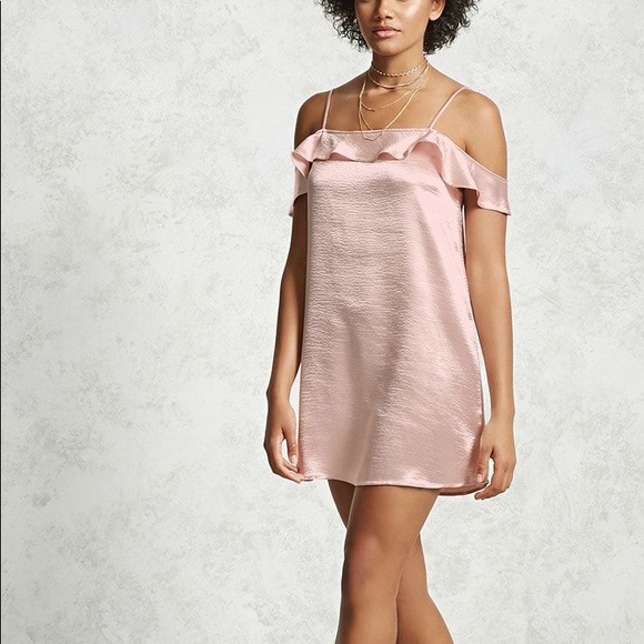 MOVING SALE🌼 Forever 21 S Satin Ruffle Slip Dress - Picture 1 of 4